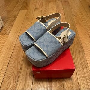 COACH Blue Platform Sandals